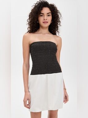 LNA Elsie Black Top with Vapor Bubble Skirt Dress Size M